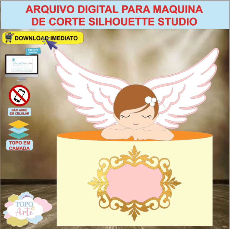 ARQUIVO de Corte Topo de Bolo Anjo Anjinha - 01