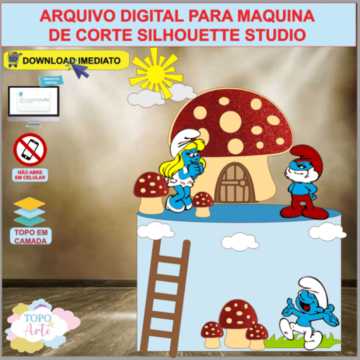 ARQUIVO de Corte Topo de Bolo Os Smurfs - 01