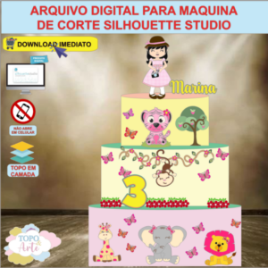ARQUIVO de Corte Topo de Bolo Safari Menina - 01