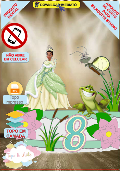 ARQUIVO de corte - Topo de bolo A Princesa e o Sapo 02