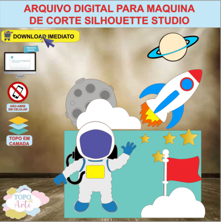 ARQUIVO de Corte Topo de Bolo Astronauta - 10