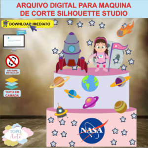 ARQUIVO de Corte Topo de Bolo Astronauta Menina - 02