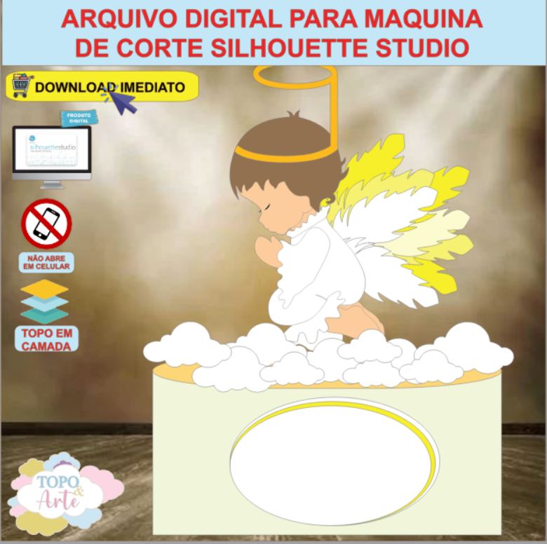 ARQUIVO de Corte Topo de Bolo Batizado Eucaristia Anjinho - 43