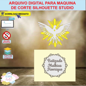ARQUIVO de Corte Topo de Bolo Batizado Eucaristia Divino Espirito Santo - 08