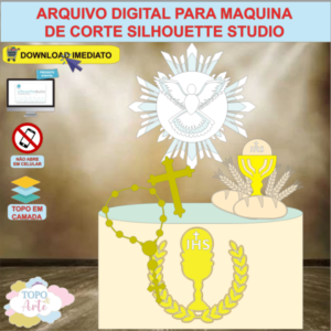 ARQUIVO de Corte Topo de Bolo Batizado Eucaristia Divino Espirito Santo - 11
