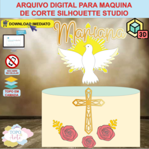 ARQUIVO de Corte Topo de Bolo Batizado Eucaristia Divino Espirito Santo - 23