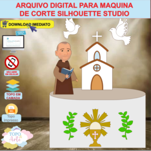 ARQUIVO de Corte Topo de Bolo Batizado Eucaristia Frei Gilson - 03