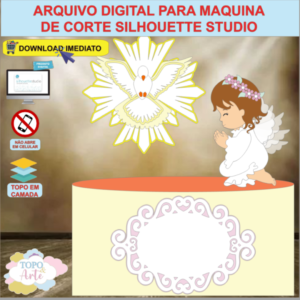 ARQUIVO de Corte Topo de Bolo Batizado Eucaristia Menina - 16