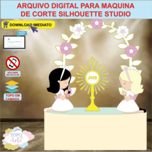 ARQUIVO de Corte Topo de Bolo Batizado Eucaristia Menina - 17