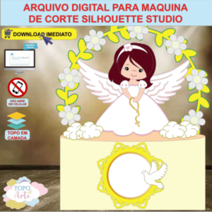 ARQUIVO de Corte Topo de Bolo Batizado Eucaristia Menina - 21