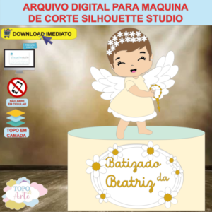 ARQUIVO de Corte Topo de Bolo Batizado Eucaristia Menina - 32