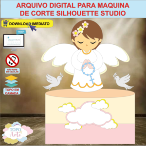 ARQUIVO de Corte Topo de Bolo Batizado Eucaristia Menina - 36
