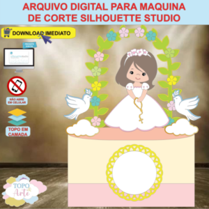 ARQUIVO de Corte Topo de Bolo Batizado Eucaristia Menina - 37