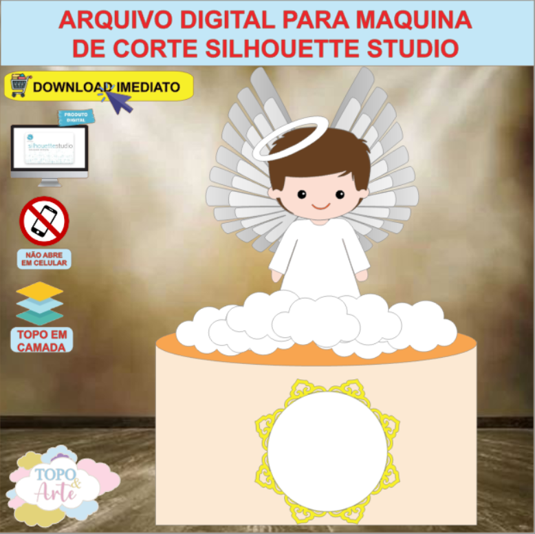 ARQUIVO de Corte Topo de Bolo Batizado Eucaristia Menino - 47