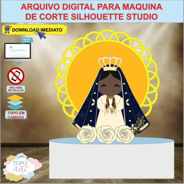 ARQUIVO de Corte Topo de Bolo Batizado Eucaristia Nossa Senhora Aparecida - 40
