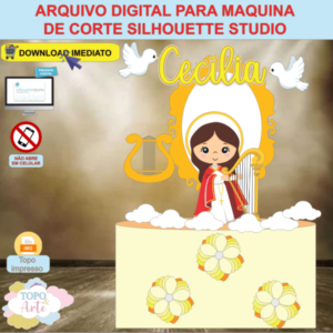 ARQUIVO de Corte Topo de Bolo Batizado Eucaristia Santa Cecilia - 06