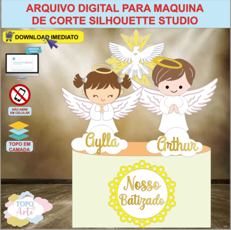 ARQUIVO de Corte Topo de Bolo Batizado Eucaristia casal - 19