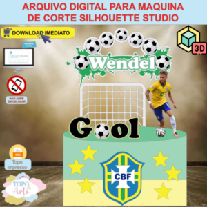 ARQUIVO de Corte Topo de Bolo Futebol Copa Neymar Com Trave 3D - 01