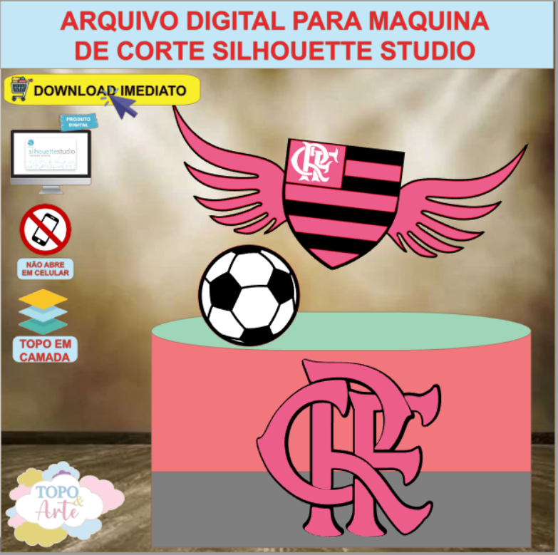 ARQUIVO de Corte Topo de Bolo Futebol Flamengo - 01