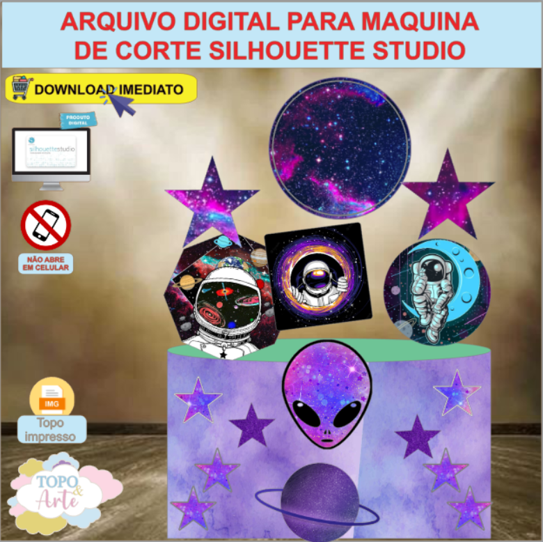ARQUIVO de Corte Topo de Bolo Galaxia Universo - 01