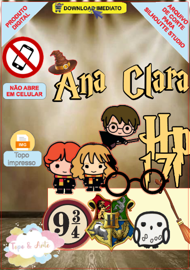 ARQUIVO de corte - Topo de bolo Harry Potter 03