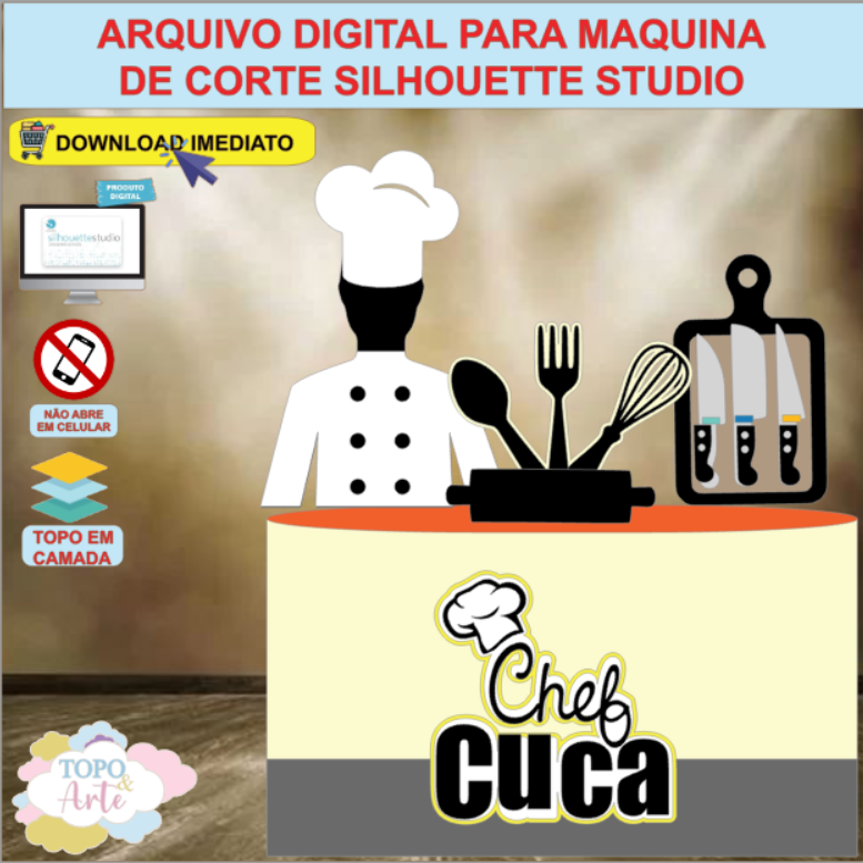 ARQUIVO de Corte Topo de Bolo Master Chef de Cozinha - 02