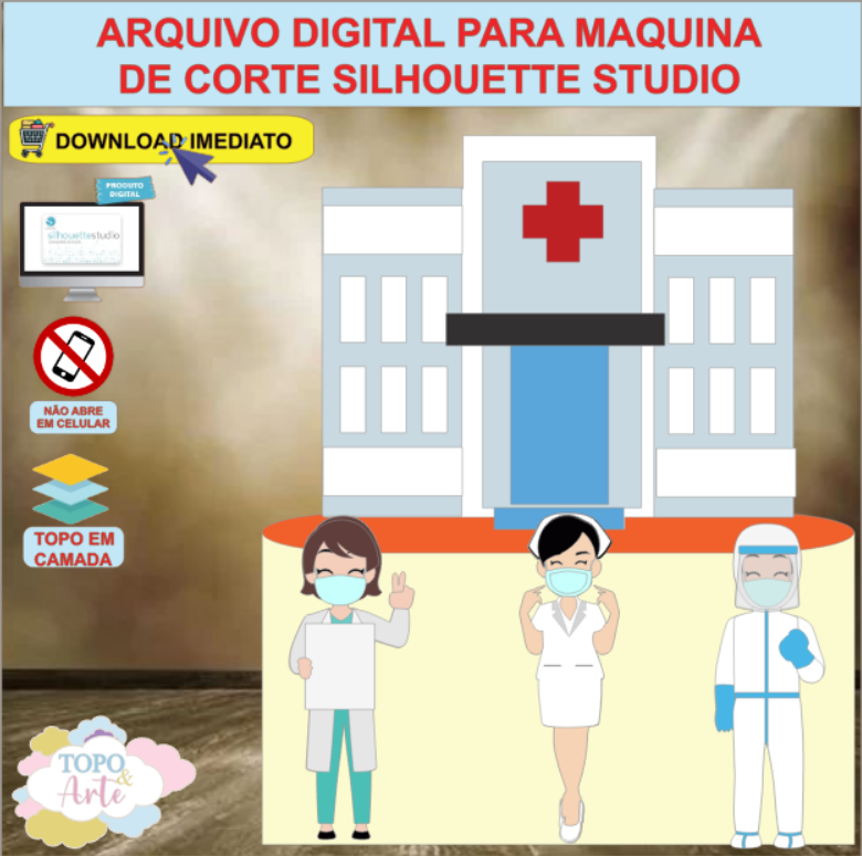 ARQUIVO de Corte Topo de Bolo Profissao Enfermagem Medicos - 05