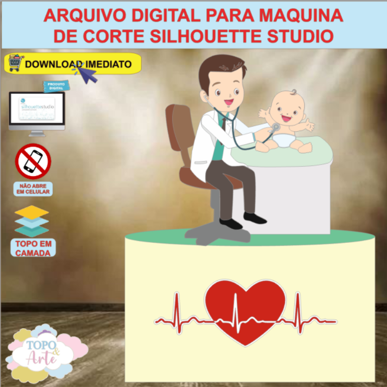 ARQUIVO de Corte Topo de Bolo Profissao Enfermagem Medicos - 06