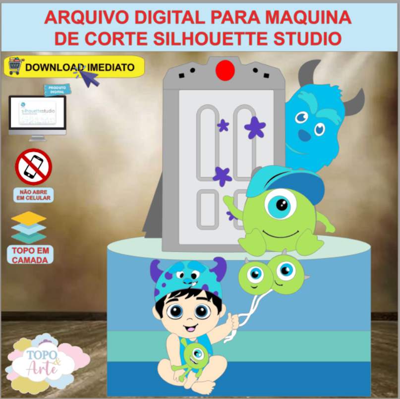 ARQUIVO de Corte Topo de Bolo Monstros S. A. - 09