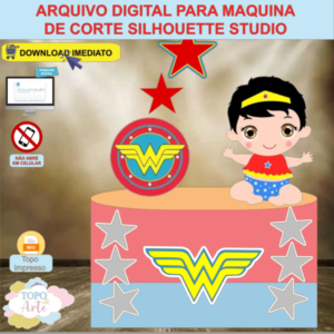 ARQUIVO de Corte Topo de Bolo Mulher Maravilha Cute  01