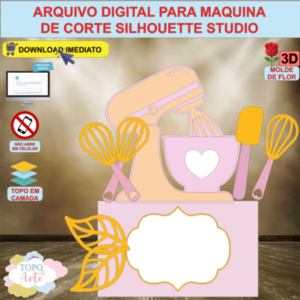 ARQUIVO de Corte Topo de Bolo Profissao Confeiteira com Flor 3D - 04