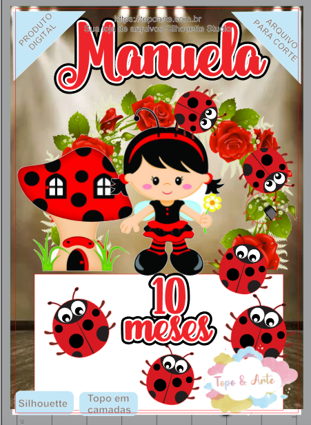 Topo de Bolo Ladybug (Arquivo Digital)