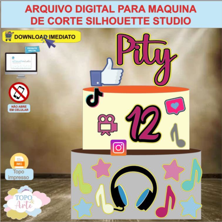 ARQUIVO de Corte Topo de Bolo Rede Social TikTok - 01