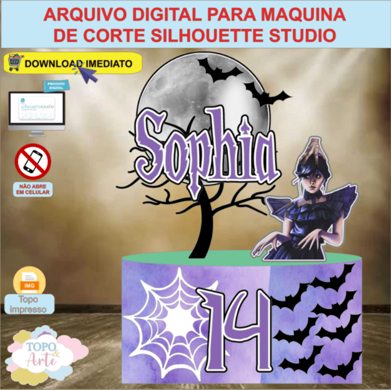 ARQUIVO de Corte Topo de Bolo Wandinha Addams - 01