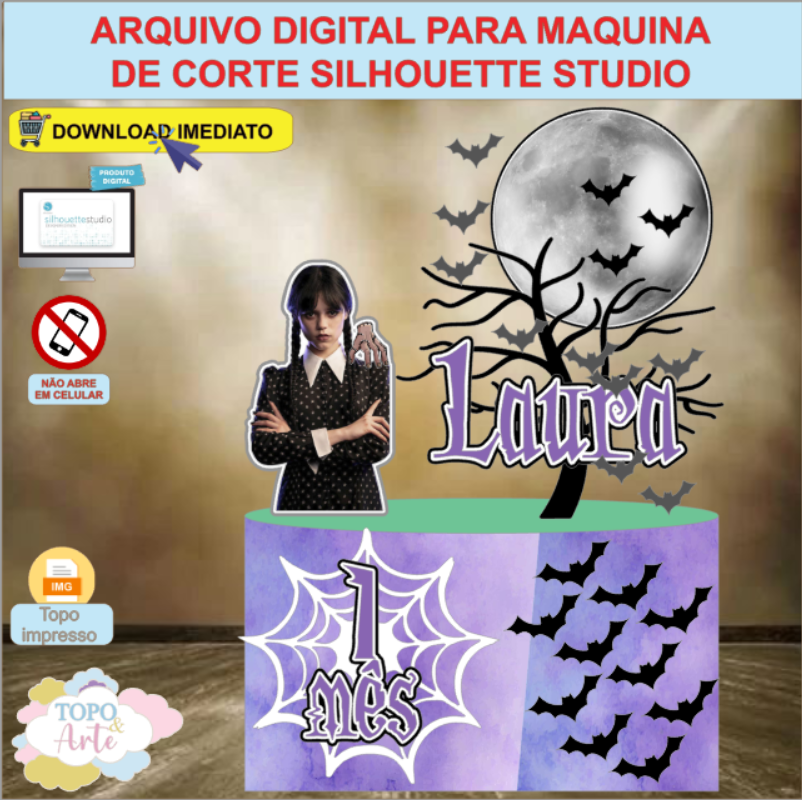 ARQUIVO de Corte Topo de Bolo Wandinha Addams - 02