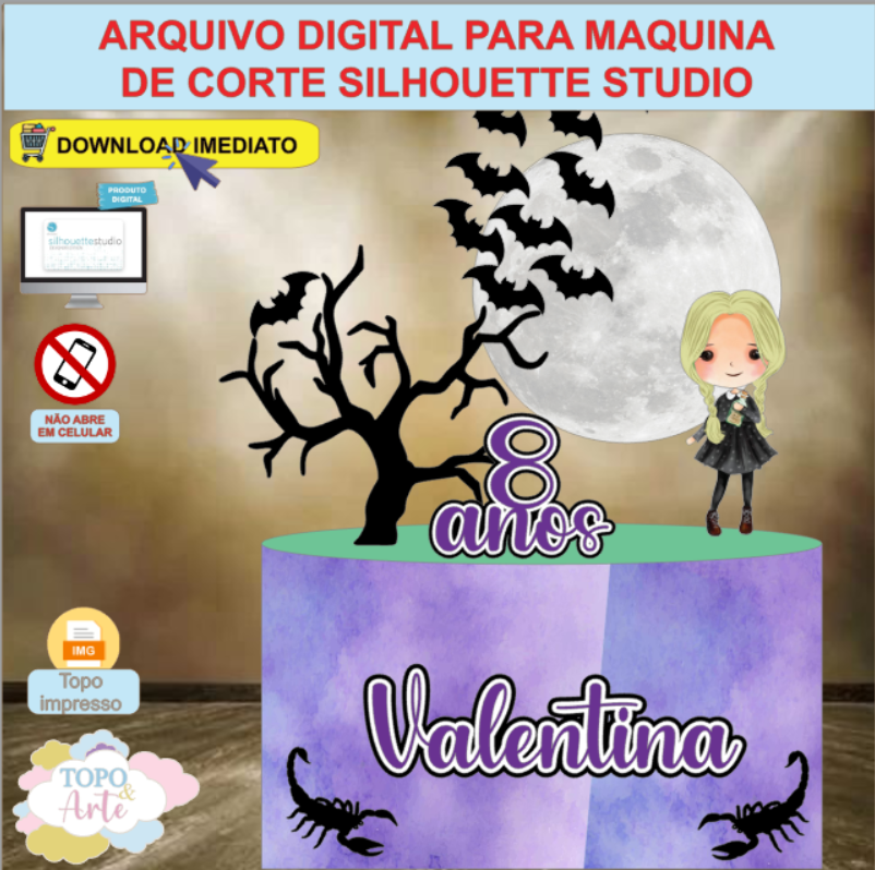 ARQUIVO de Corte Topo de Bolo Wandinha Addams - 27