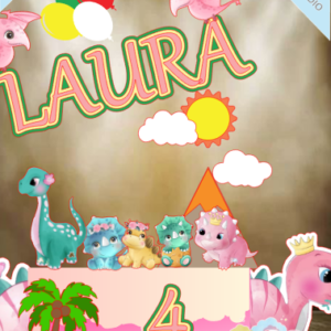 ARQUIVO de Corte Topo de Bolo Dinossauro menina - 03