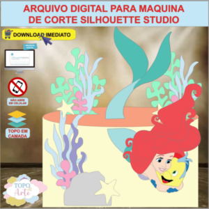 ARQUIVO de Corte Topo de Bolo Ariel A Pequena Sereia - 02
