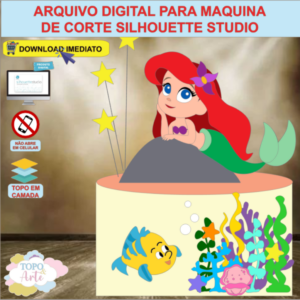 ARQUIVO de Corte Topo de Bolo Ariel A Pequena Sereia - 03