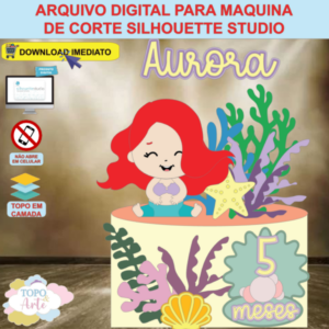 ARQUIVO de Corte Topo de Bolo Ariel A Pequena Sereia - 06