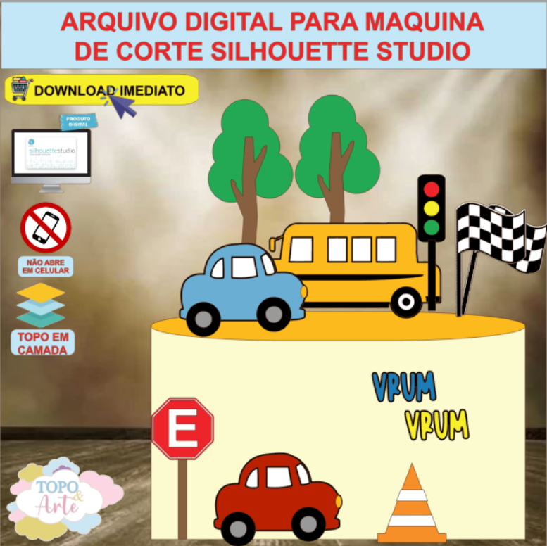 ARQUIVO de Corte Topo de Bolo Carros - 02