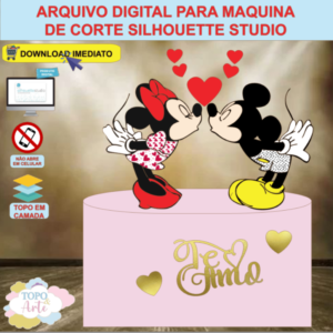 ARQUIVO de Corte Topo de Bolo Dia dos Namorados Mickey e Minnie Apaixonados - 03