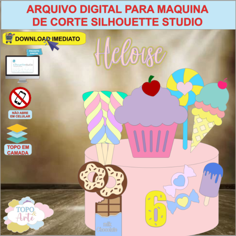 ARQUIVO de Corte Topo de Bolo Doces e Guloseimas - 13