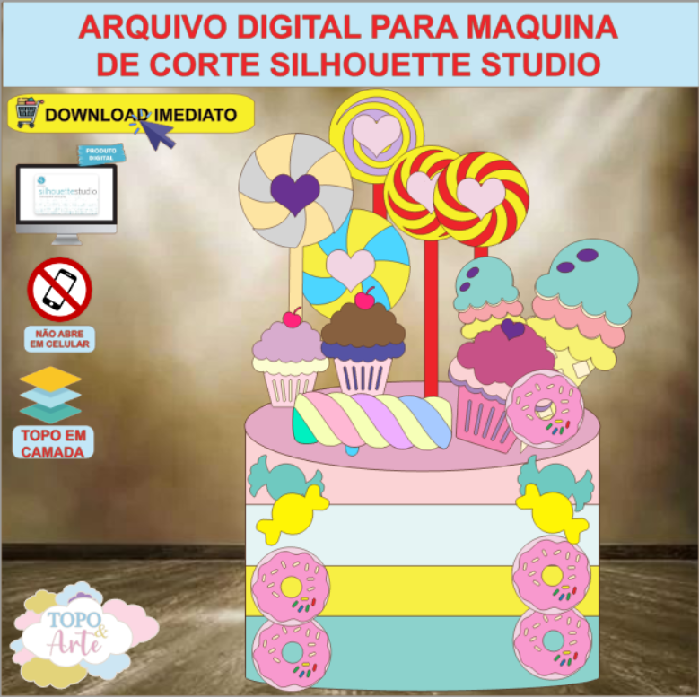 ARQUIVO de Corte Topo de Bolo Doces e Guloseimas - 17