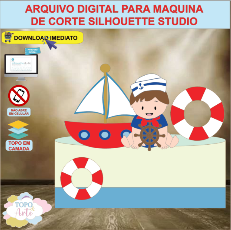 ARQUIVO de Corte Topo de Bolo Marinheiro - 01