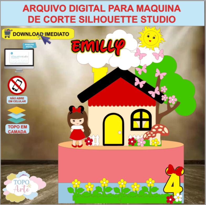 ARQUIVO de Corte Topo de Bolo Menina Minnie Mouse - 03