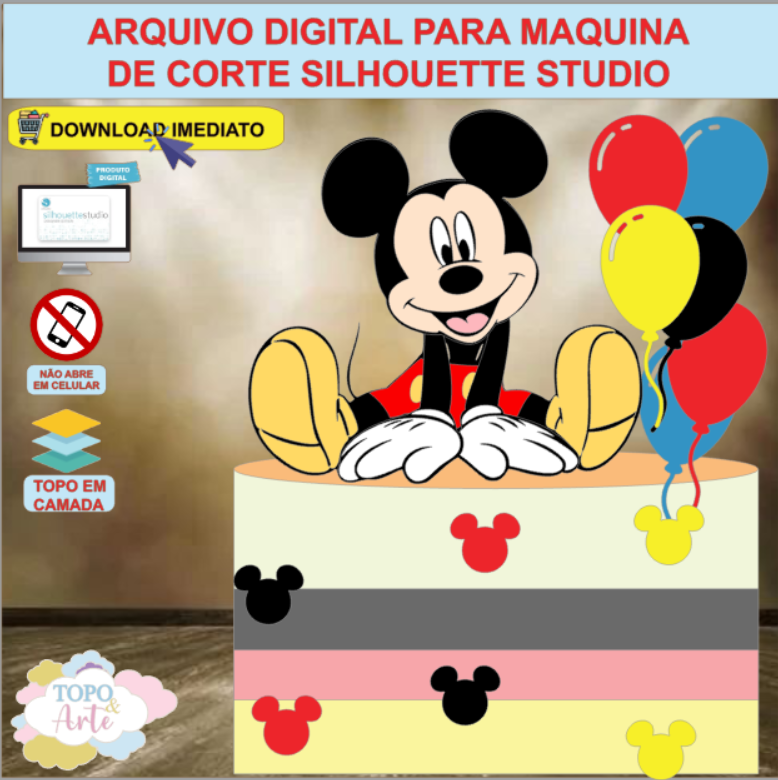 ARQUIVO de Corte Topo de Bolo Mickey Mouse - 03