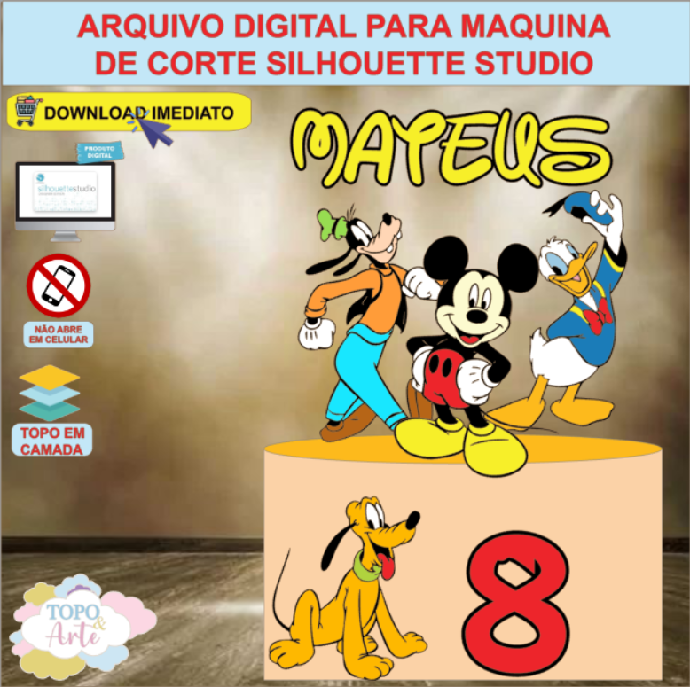 ARQUIVO de Corte Topo de Bolo Mickey Mouse - 07