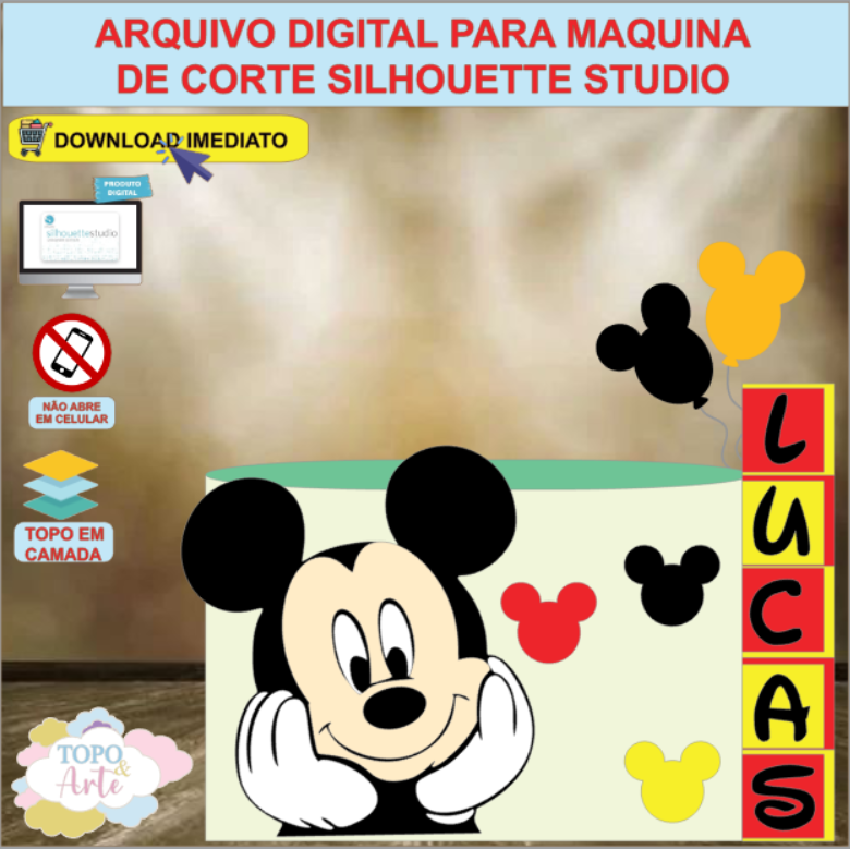 ARQUIVO de Corte Topo de Bolo Mickey Mouse - 10