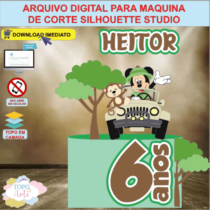ARQUIVO de Corte Topo de Bolo Mickey Mouse Safari - 09